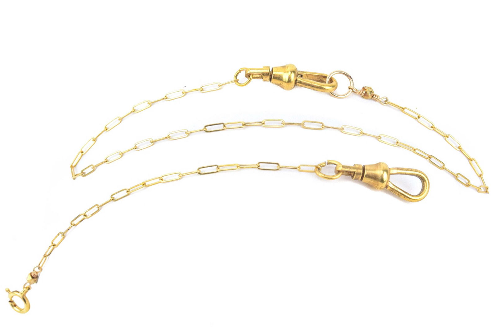 Two Gold Filled Watch Chains w Dog Clips (1 of 6)