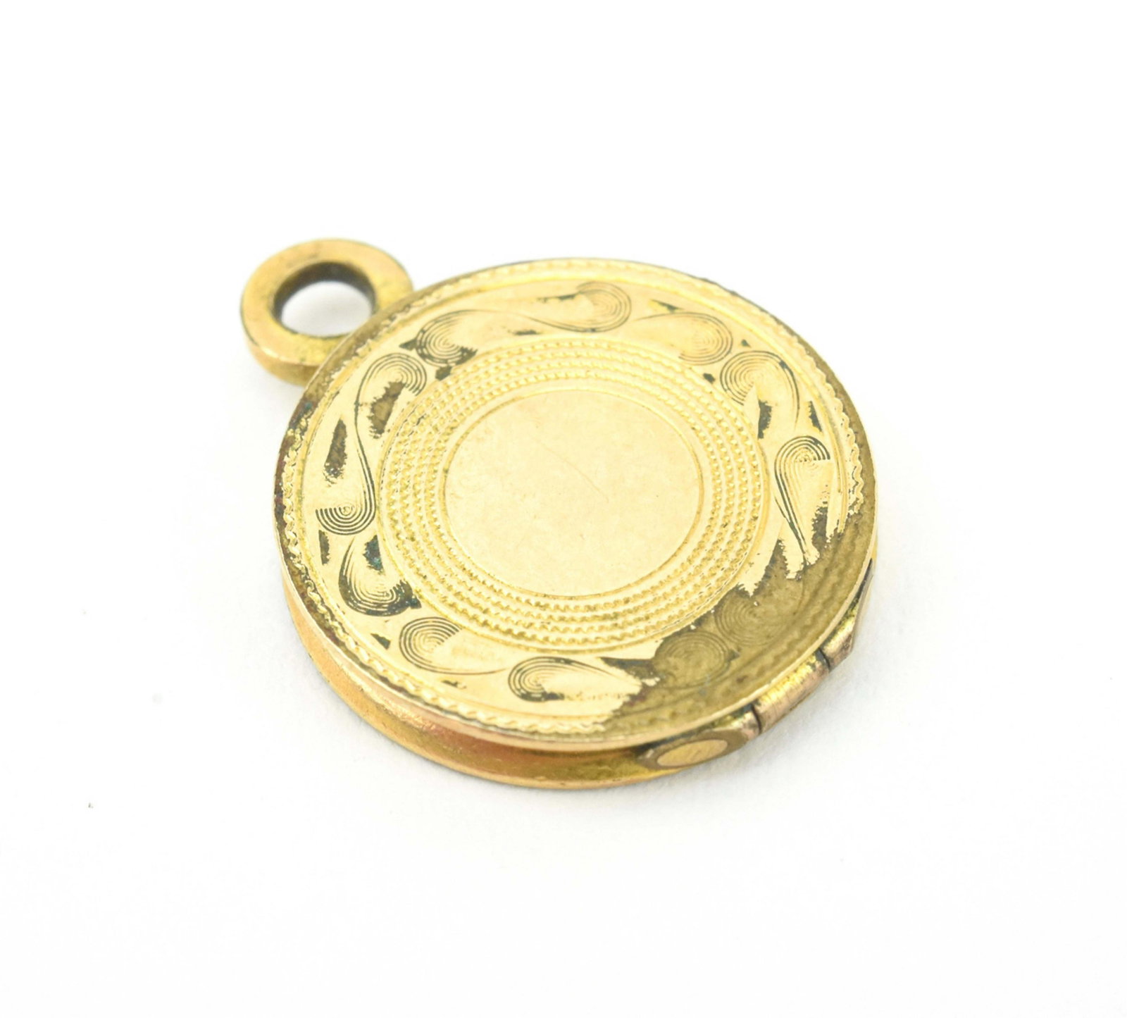 Antique 19th C Miniature Gold Filled Locket: Antique 19th C Miniature Gold Filled Locket Necklace Pendant. Measures just over 1/2 an inch in length.