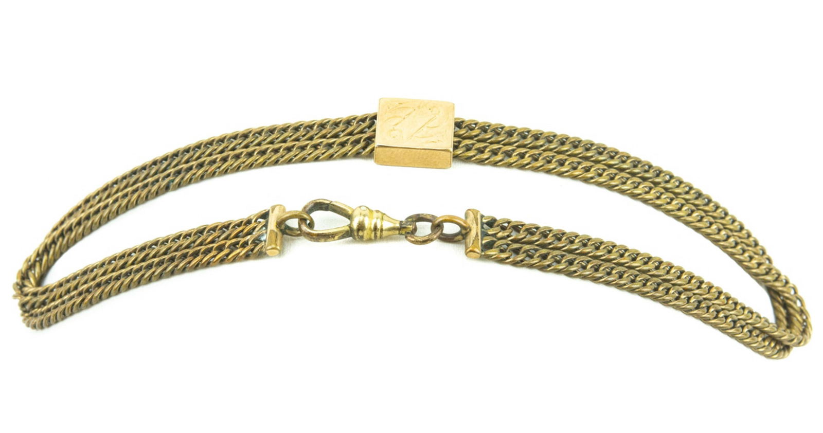 Antique 19th C Watch Chain w 10kt Gold Slide (1 of 7)