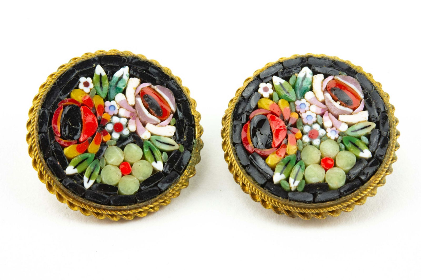 Pair of Antique Italian Micro Mosaic Earrings (1 of 6)