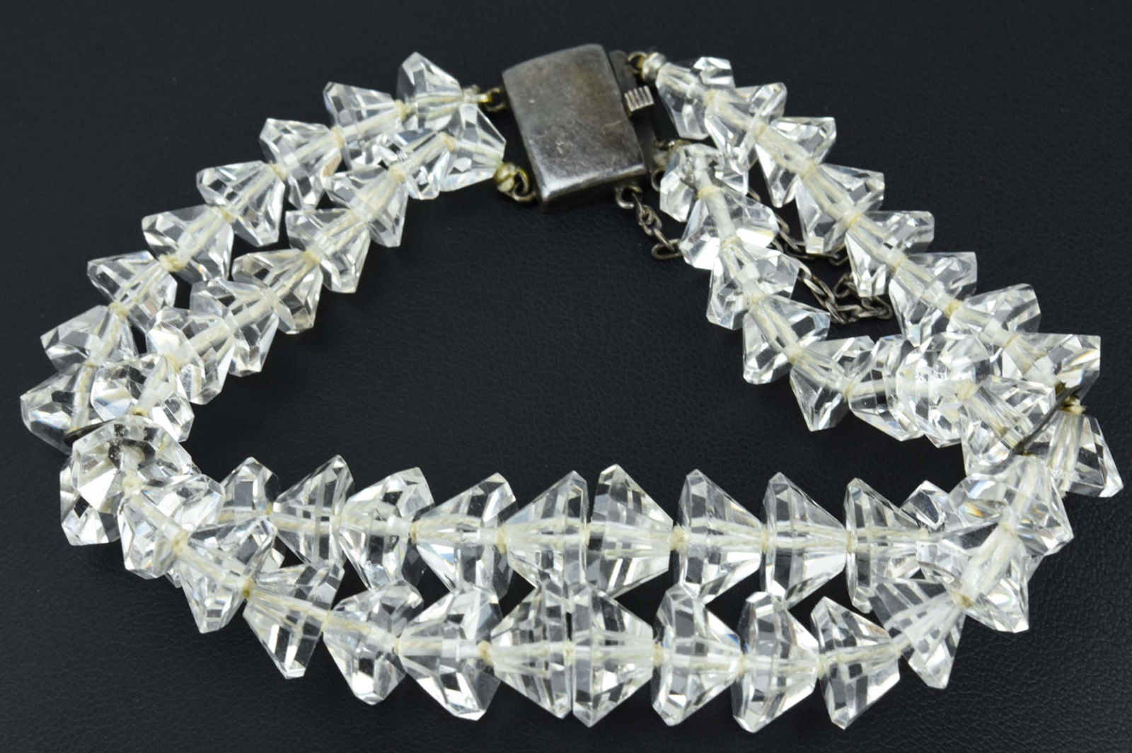 Antique Sterling Silver Rock Crystal Bead Bracelet (1 of 9)
