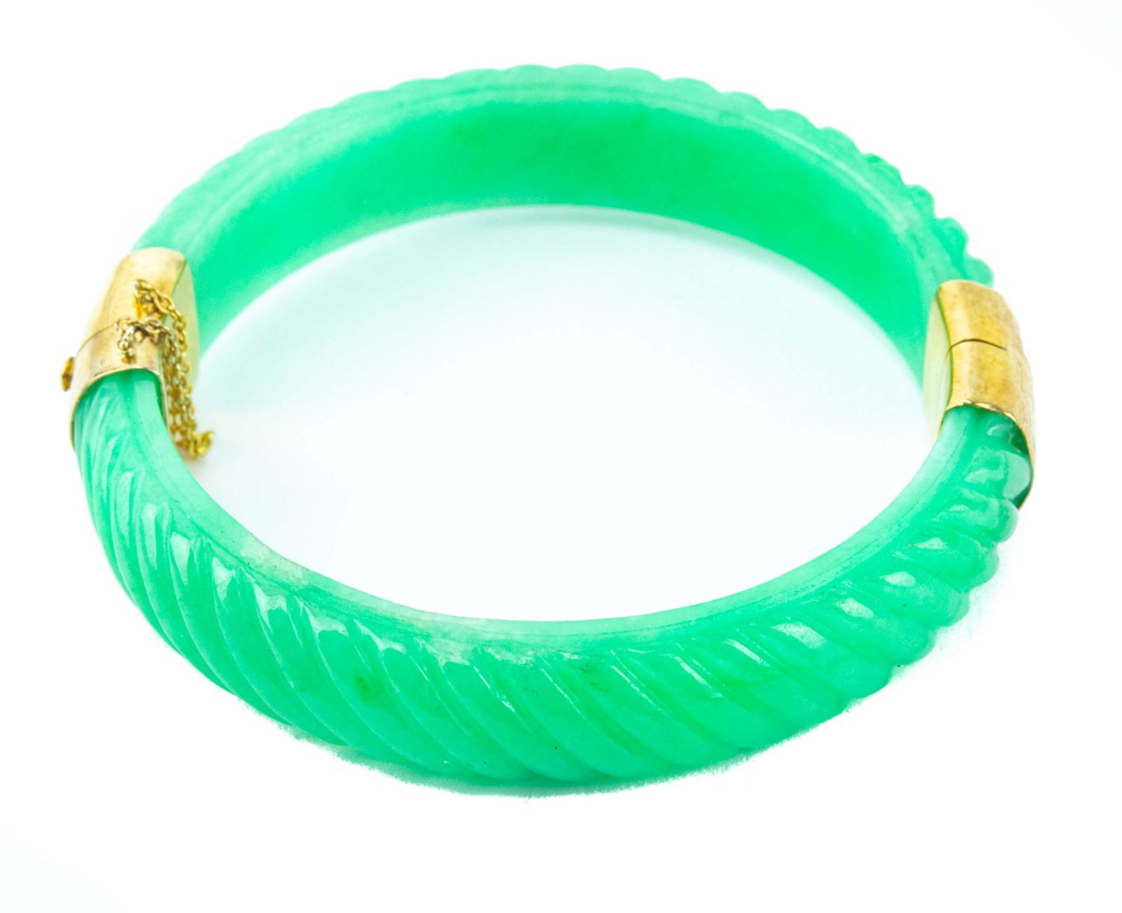 Estate Chinese Carved Jadeite & Sterling Bracelet (1 of 7)