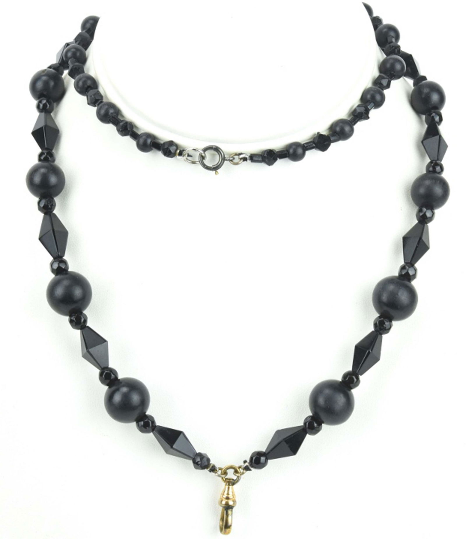 Antique 19th C Jet Bead Necklace w Dog Clip (1 of 6)