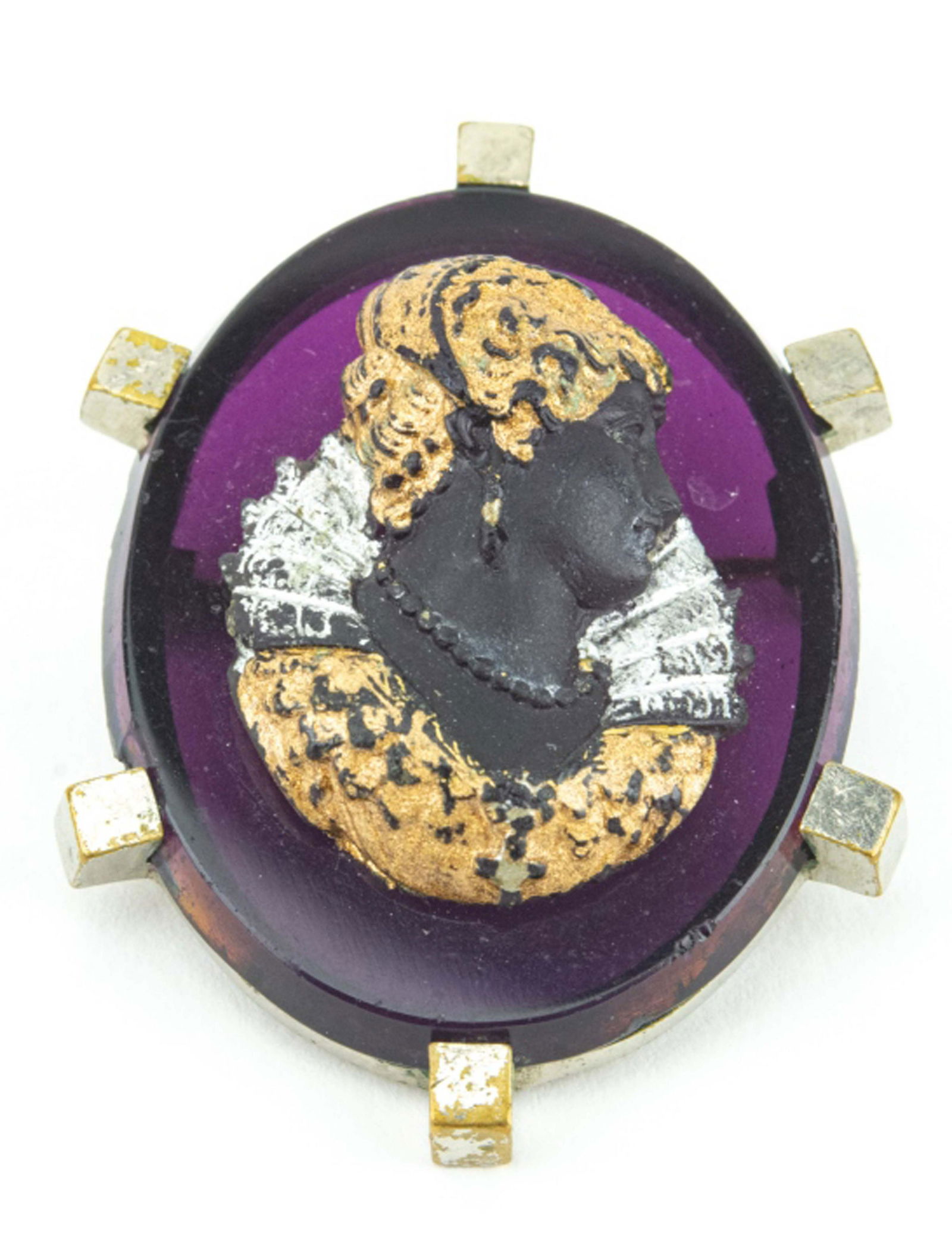 Antique Amethyst Glass Portrait Cameo Brooch (1 of 6)
