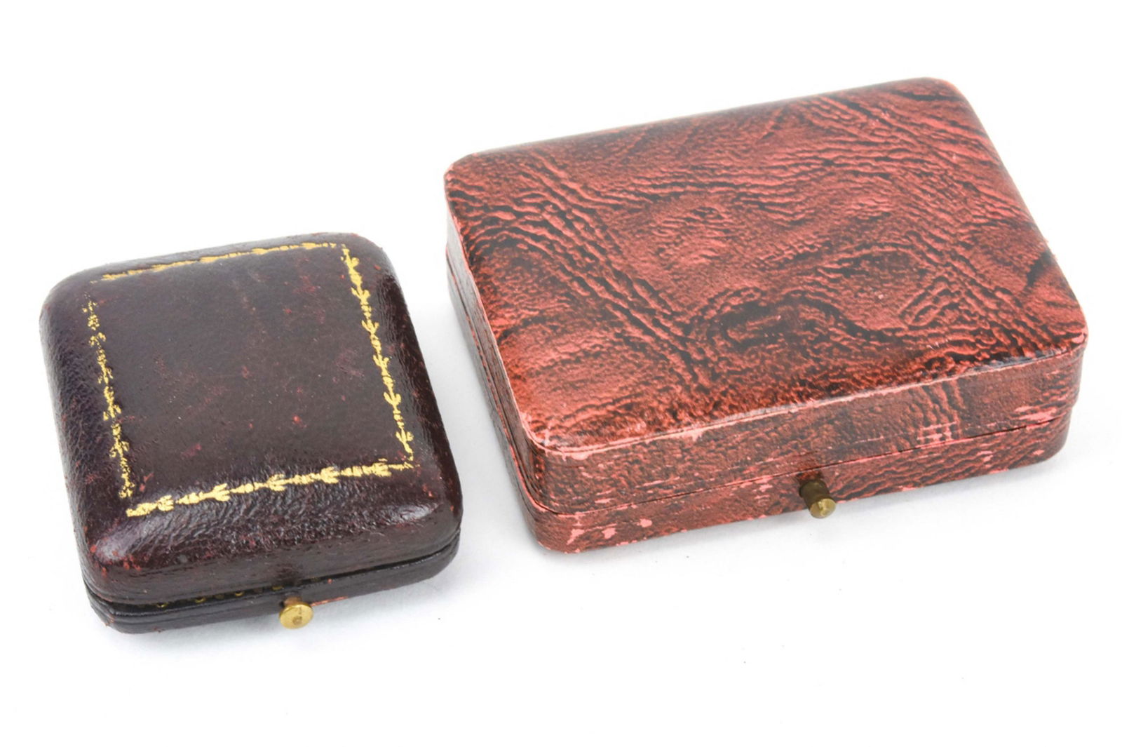Two Antique Jewelry Boxes w Silk & Velvet Interior (1 of 8)