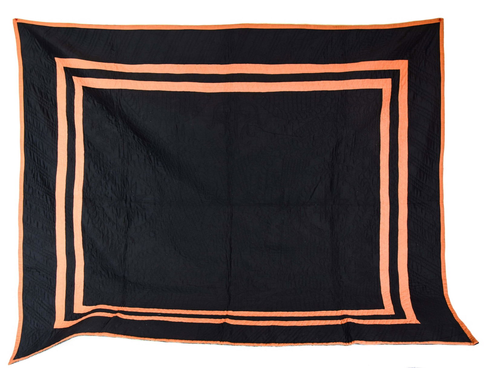 Ohio Amish Black, Orange Cotton Signed Jode Quilt (1 of 9)