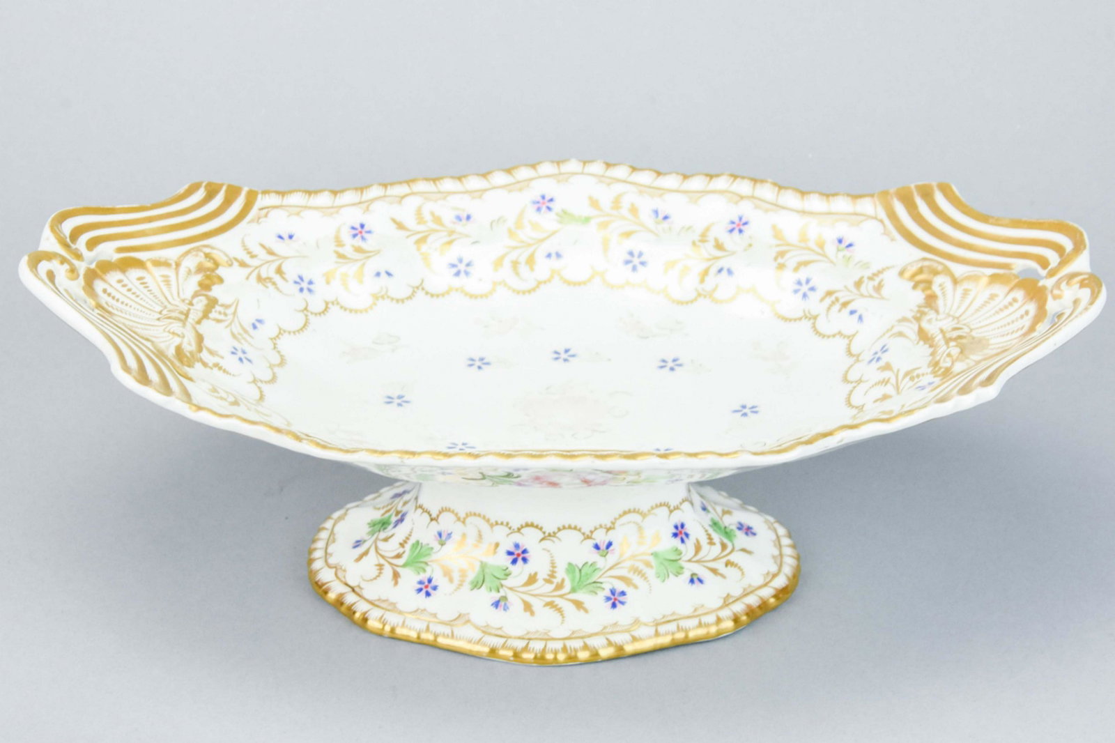 Antique 19th C. Spode Felspar Porcelain Compote: Antique 19th C. Spode Felspar Porcelain Compote. No chips. 4 inches x 14 inches x 9 inches