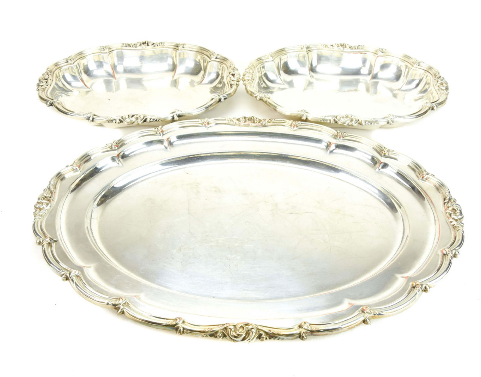 3 Matching Sheffield Plate Serving Dishes, & Tray (1 of 11)