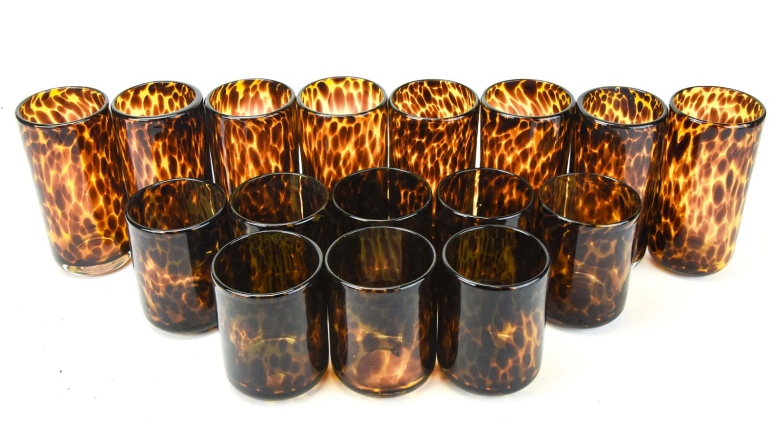16 Hand Blown Tortoise Shell Rocks & Water Glasses (1 of 8)