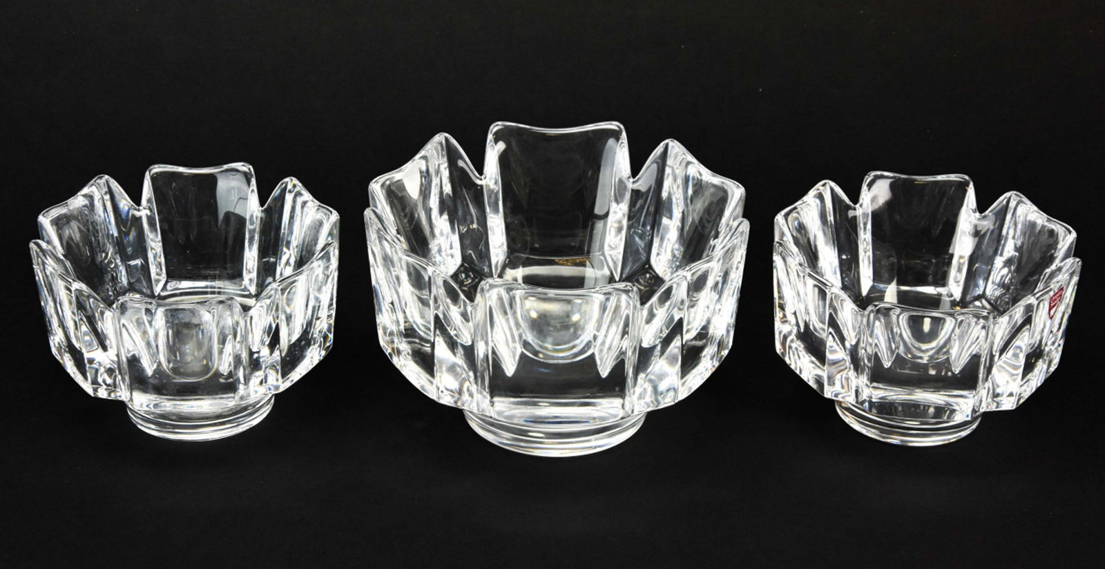 3 Orrefors Crystal Corona Descending Size Bowls (1 of 7)