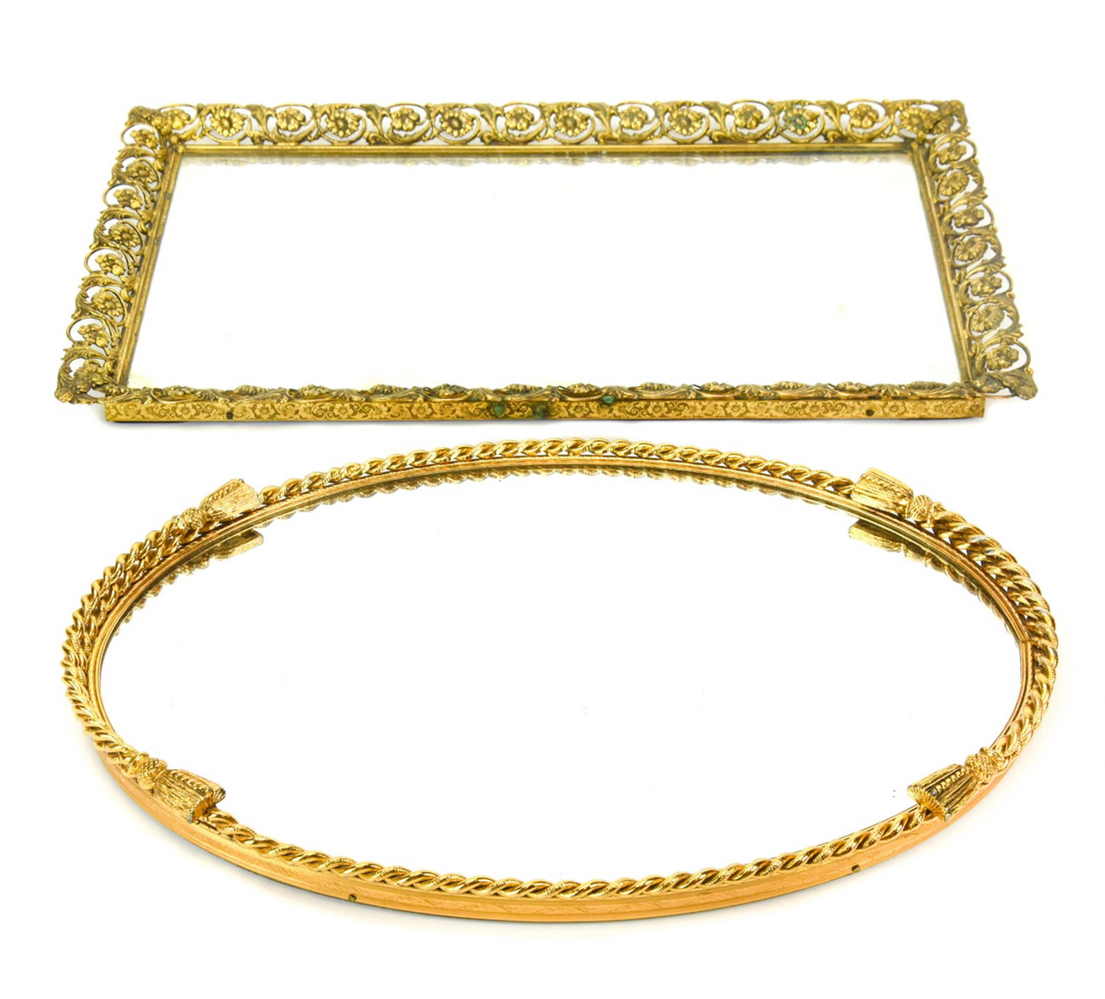 Pair Vintage Gilt Mirrored Vanity Trays (1 of 10)