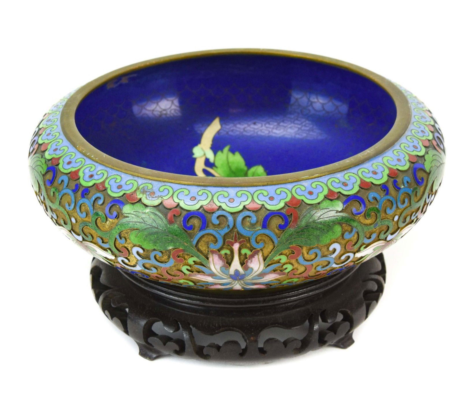 Chinese Champleve Bowl on Carved Stand (1 of 9)
