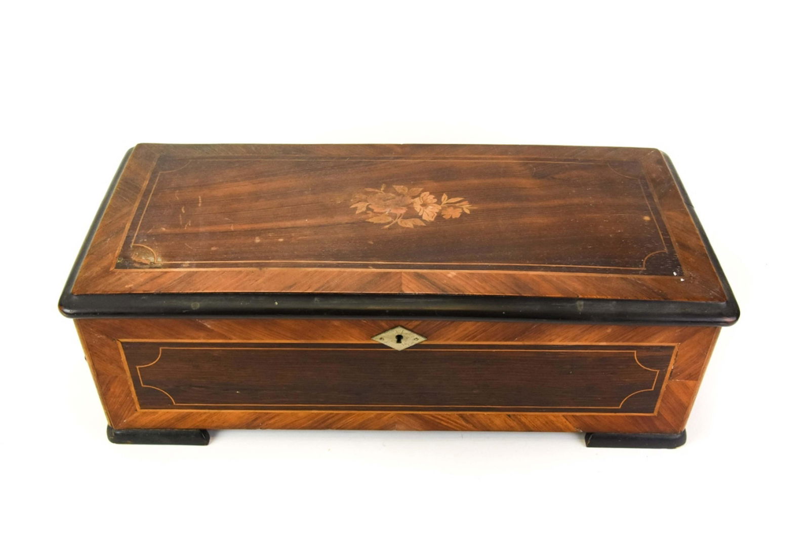 Antique Cylinder Music Box w Marquetry Case (1 of 7)