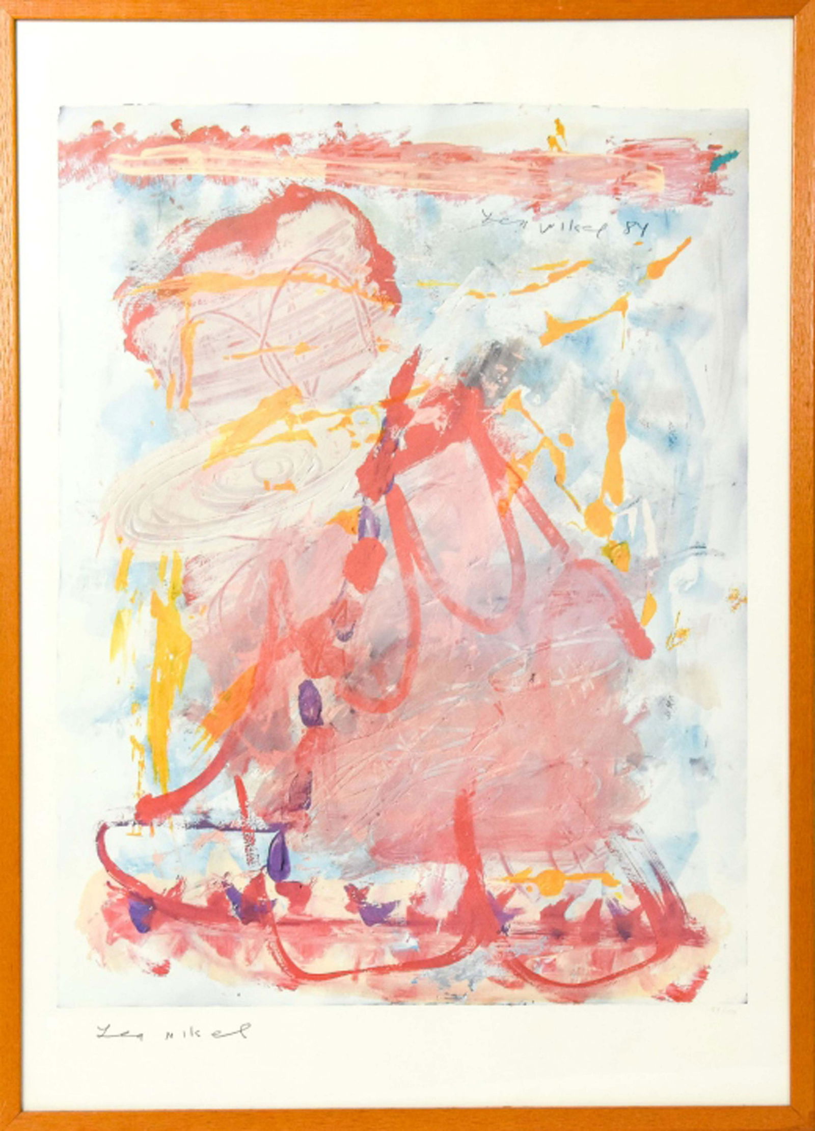 Signed Lea Nikel Abstract Lithograph, 1984 (1 of 9)