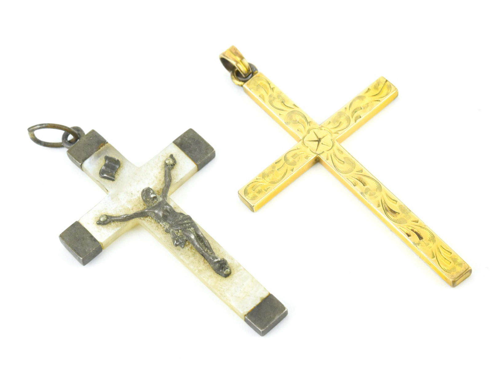 Antique Cross Pendants Gold Fill & Mother of Pearl (1 of 7)