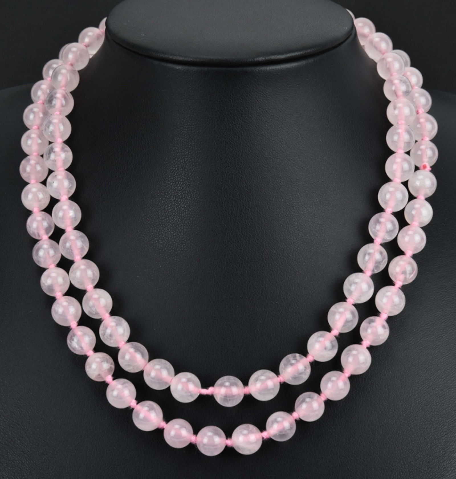 Hand Knotted Rose Quartz Beaded Necklace Strand (1 of 10)