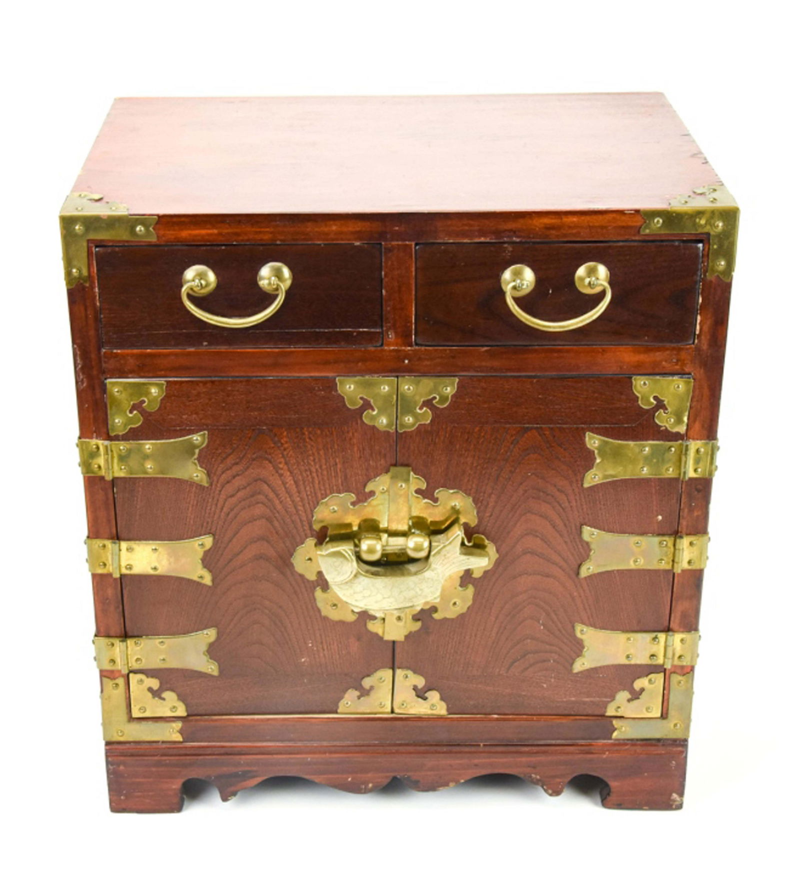 Asian Rosewood Jewelry Box w Brass Hardware (1 of 9)