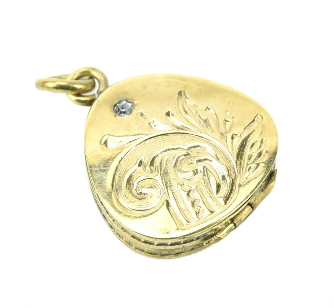 Antique 19th C 10kt Gold Locket Necklace Pendant (1 of 5)