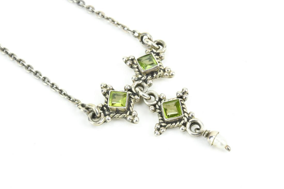 Austro Hungarian Sterling Peridot Pearl Necklace (1 of 7)