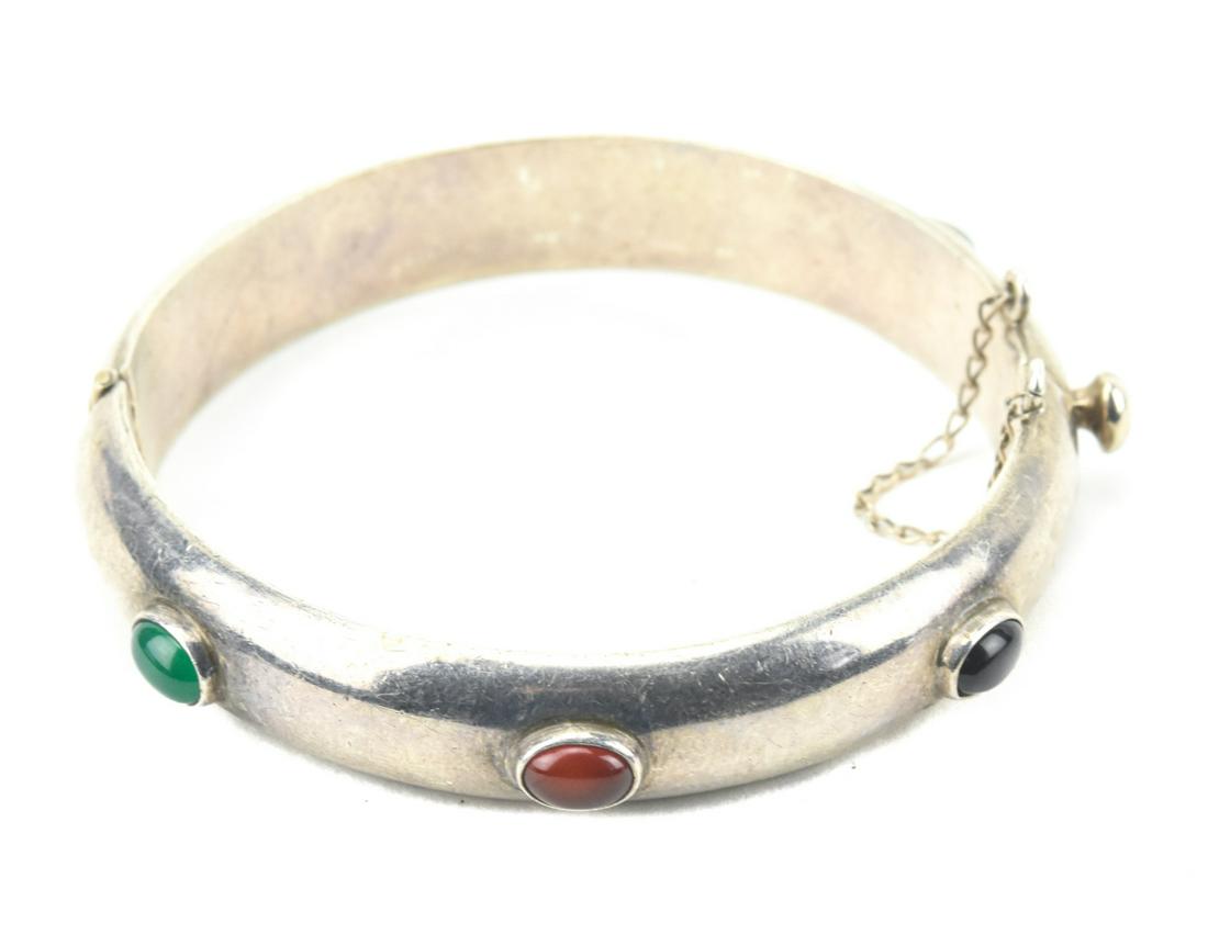 Sterling Green Onyx Black Onyx Carnelian Bracelet (1 of 7)