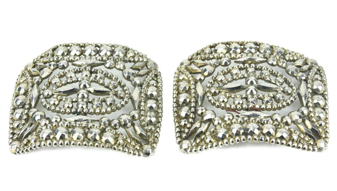 Pair Large Scale Antique 19th C Cut Steel Buckles (1 of 7)