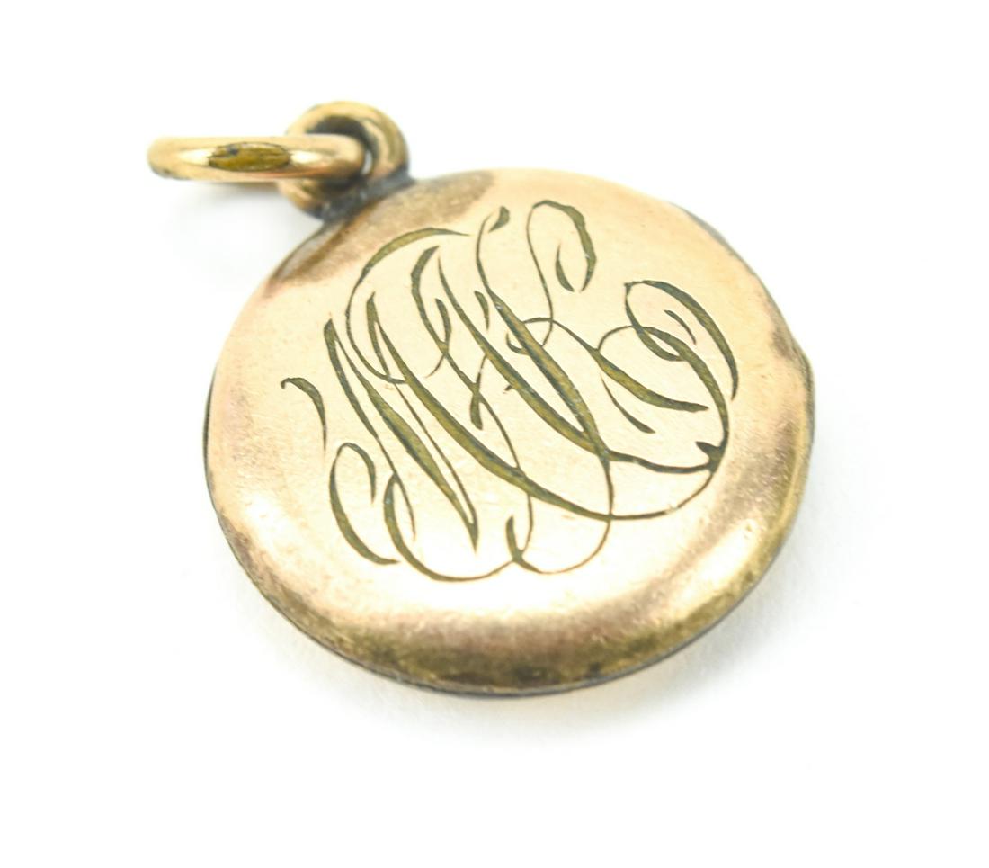 Antique C 1900 Gold Filled Monogram Locket Pendant: Antique C 1900 Gold Filled Monogram Locket Necklace Pendant. Measures 1 inch in length.