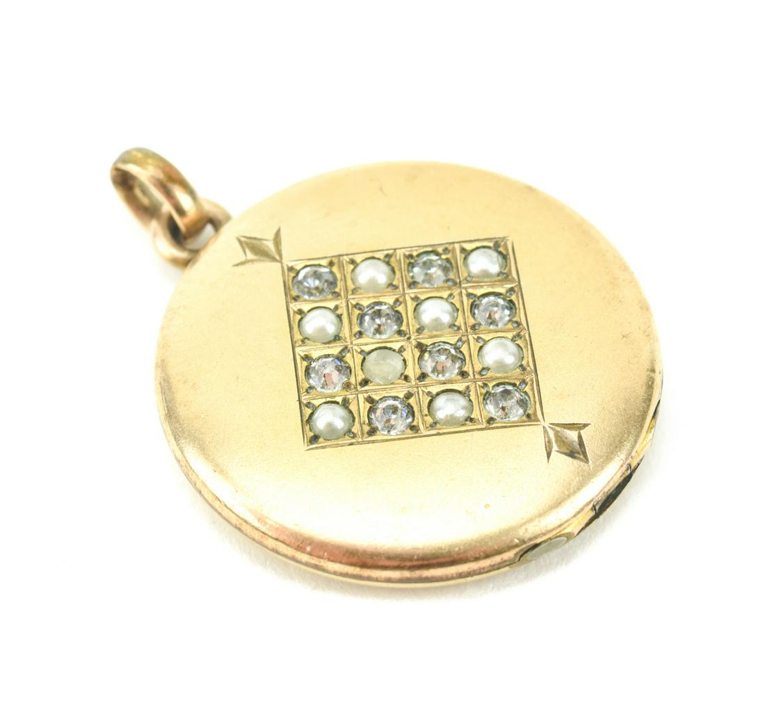 Antique 19th C Paste & Seed Pearl Locket Pendant (1 of 6)