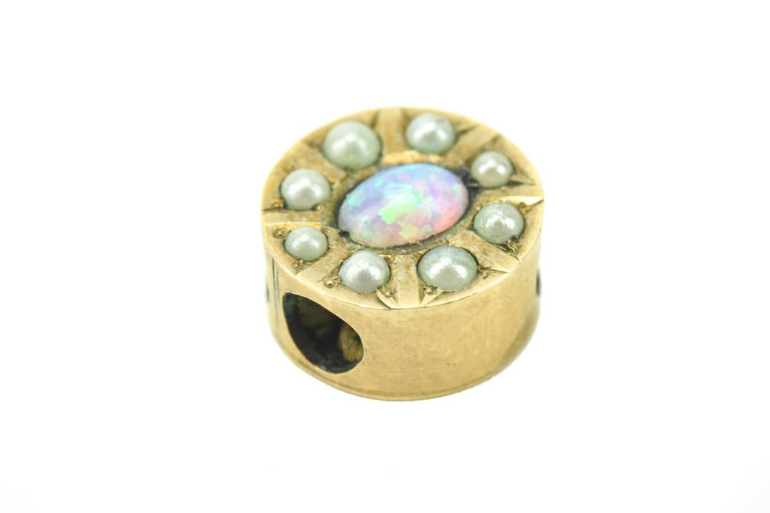 Antique 19th C 10kt Gold Opal & Pearl Slide (1 of 5)