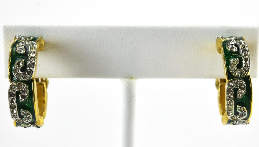 Vintage Joseph Mazer Enamel & Rhinestone Earrings (1 of 6)