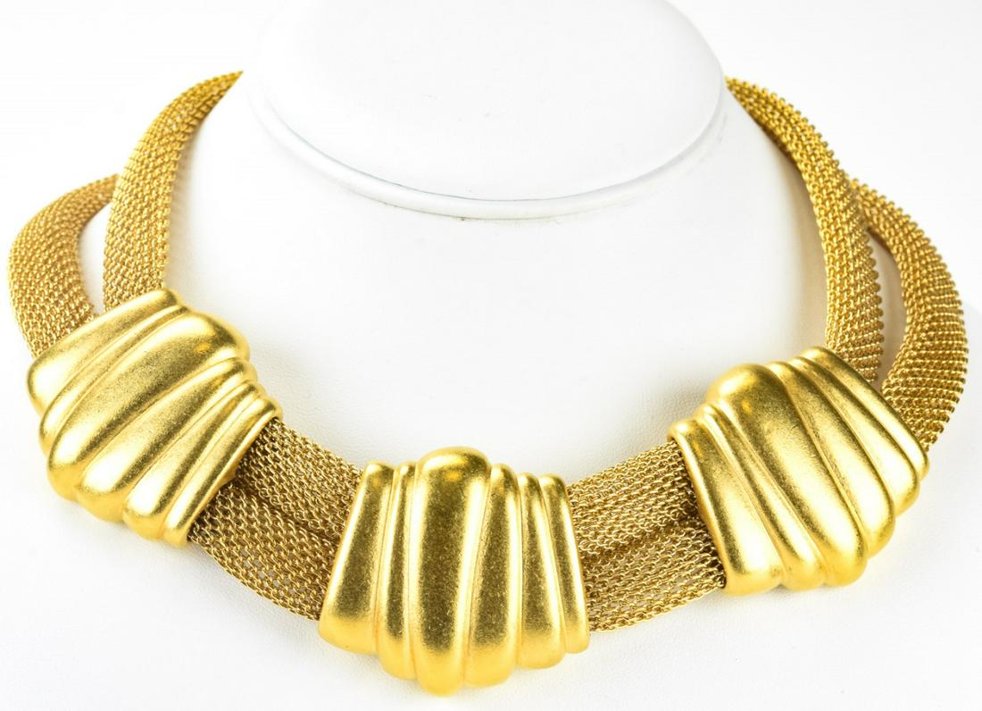 Monet C 1975 Gilt Metal Statement Necklace (1 of 7)