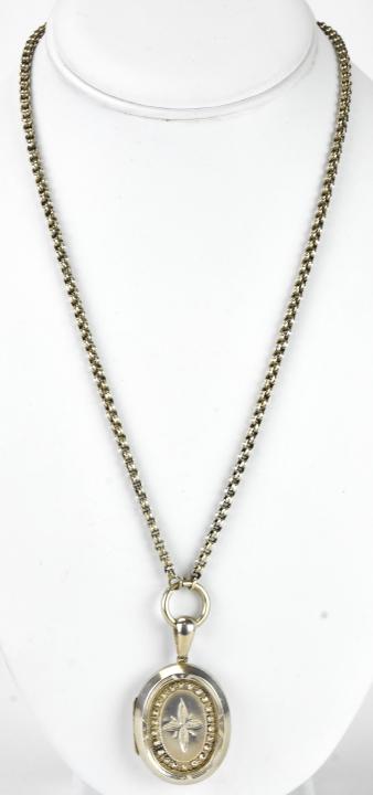 Antique English Sterling Locket & Necklace (1 of 7)