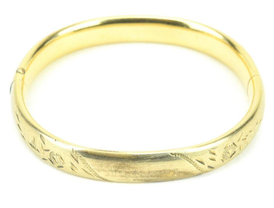 Estate Yellow Gold Filled Hinged Bangle Bracelet (1 of 10)