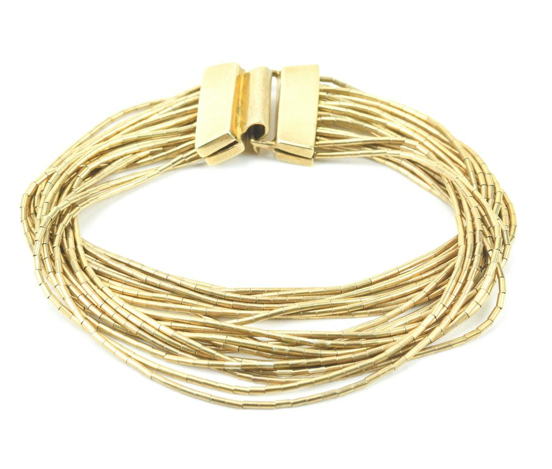 Gold on Silver Liquid Silver Multi Strand Bracelet (1 of 8)