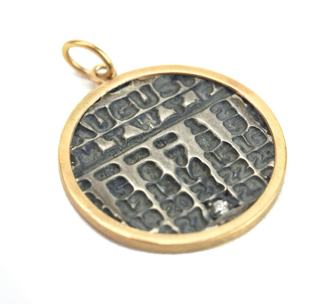 Gold, Sterling, Diamond Birthday Charm, August 28: Gold, Sterling, Diamond Birthday Charm Marked August 28 with Diamond. Measures approximately 1 inch in diameter.