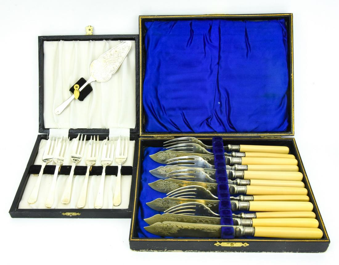 2 Sets Antique Silver Plate Fish & Fruit Utensils (1 of 10)