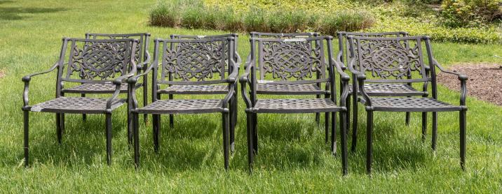Set 8 Out Cast Aluminum Dining Chairs w Acanthus (1 of 6)