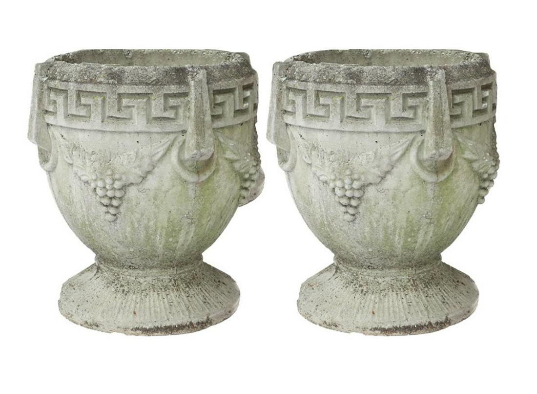 Pair Neoclassical Cast Stone Urn Form Planters (1 of 8)