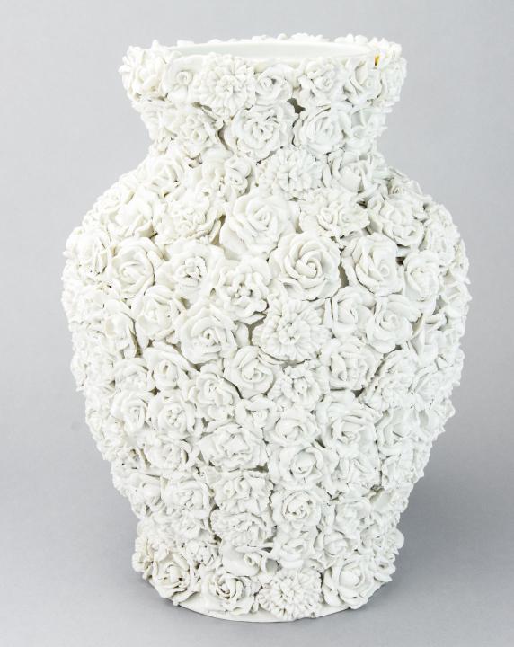 Blanc de Chine Large Porcelain Floral Motif Vase (1 of 9)