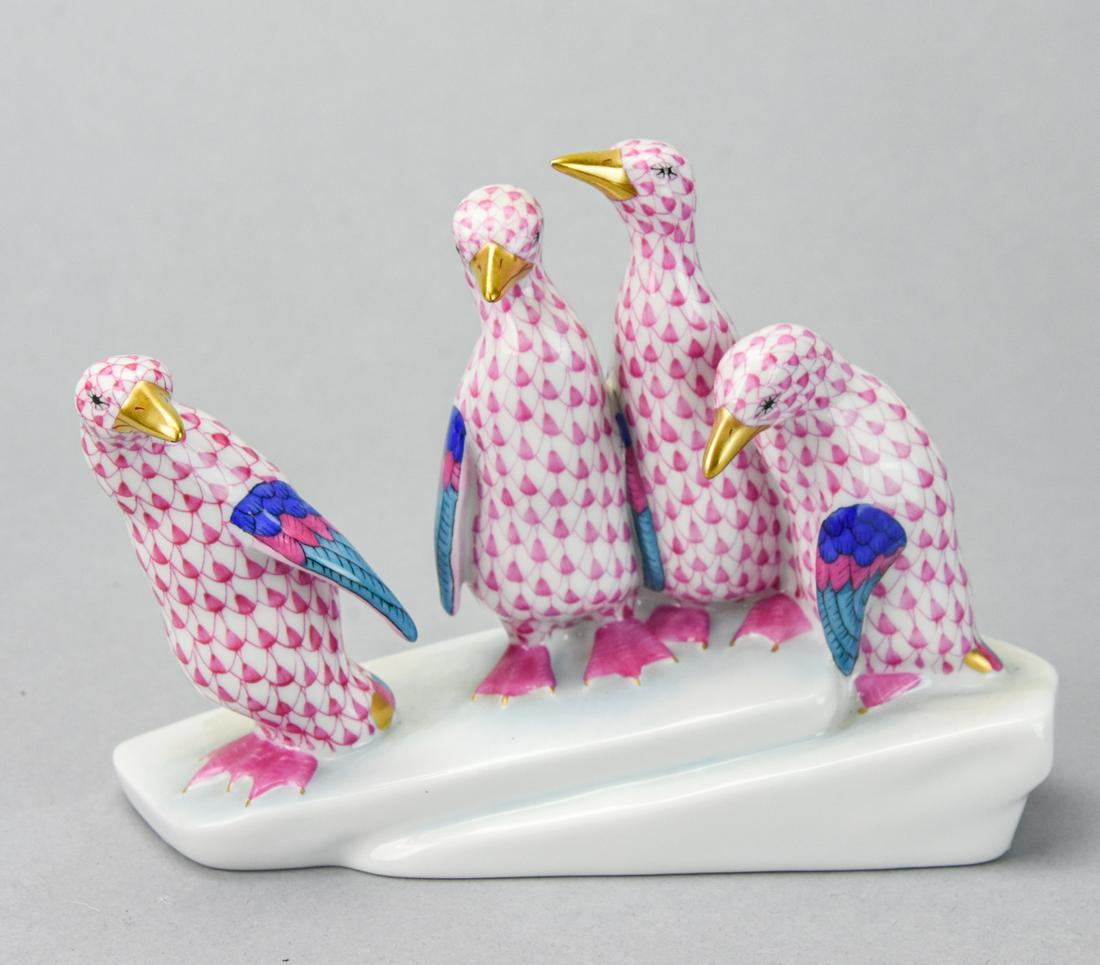 Herend Hungary Porcelain Pink Penguins Figurine (1 of 8)