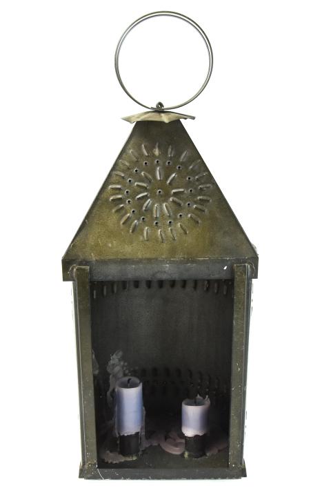 19th C. Arts & Crafts Pierced Tin Toleware Lantern (1 of 7)
