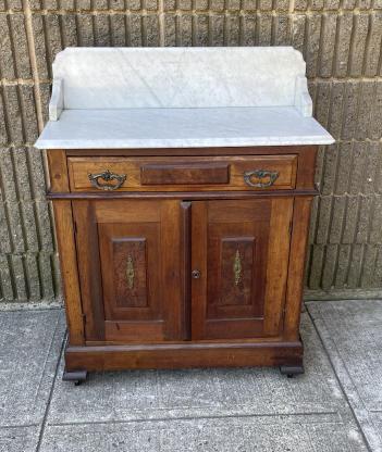 Antique Arts & Crafts Oak Marble Top Dry Sink (1 of 5)