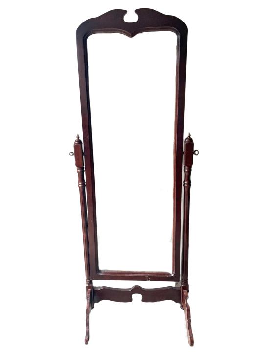 Antique Mahogany Tone Carved Cheval Mirror (1 of 6)