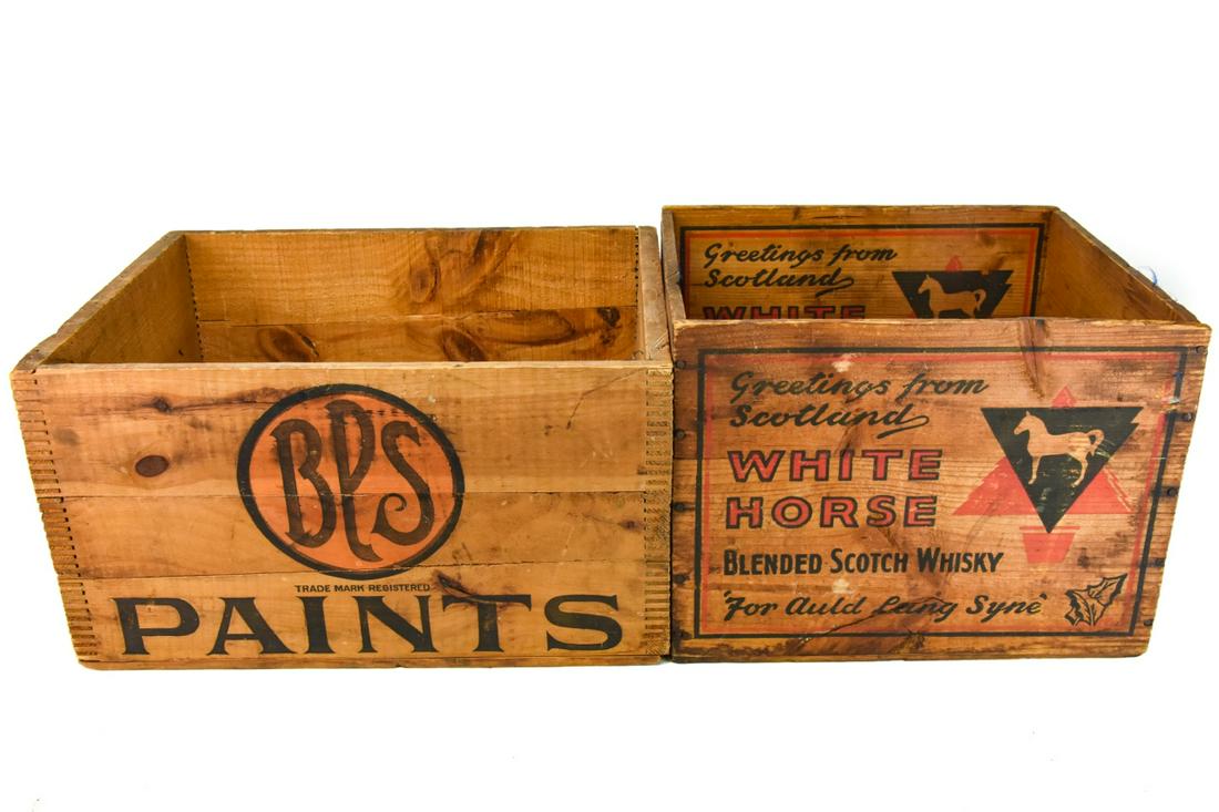 Antique BPS Paints & White Horse Shipping Crates (1 of 9)