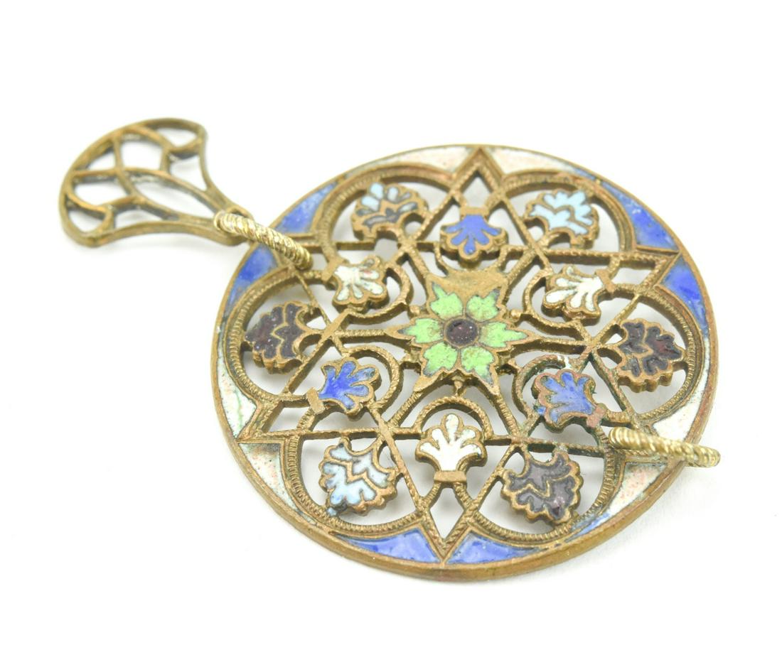 Antique Champleve Enamel Necklace Pendant (1 of 6)
