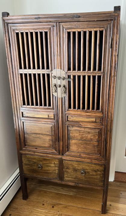 Antique Chinese Armoire Cupboard w Ornate Hardware (1 of 5)