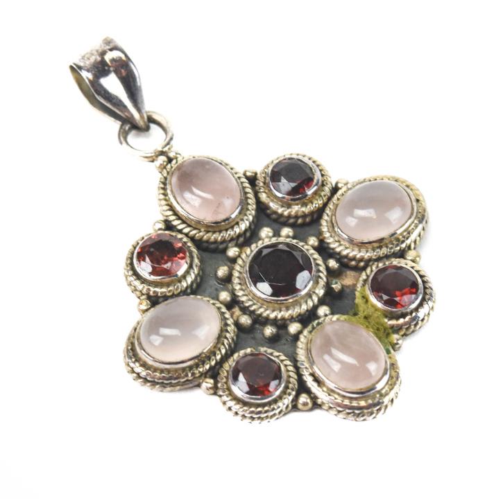 Sterling Moonstone & Garnet Necklace Pendant (1 of 5)