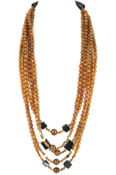 Costume Jewelry Faux Tortoise & Amber Necklace (1 of 7)