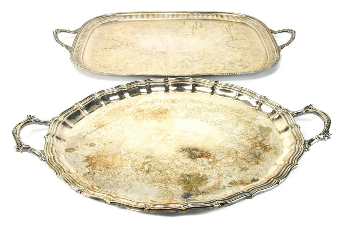 2 Antique English Silver Plate Serving Trays (1 of 10)