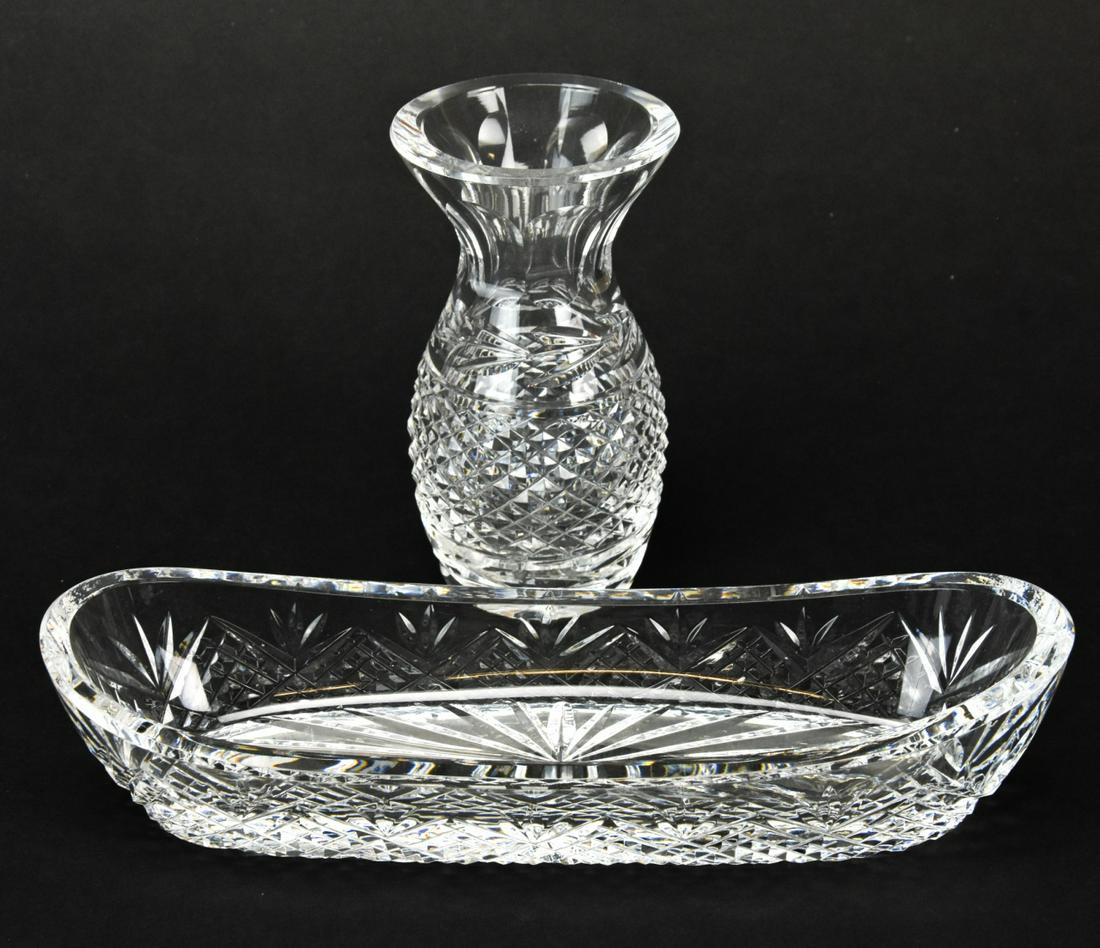 Signed Waterford Cut Crystal Vase and Dish (1 of 7)
