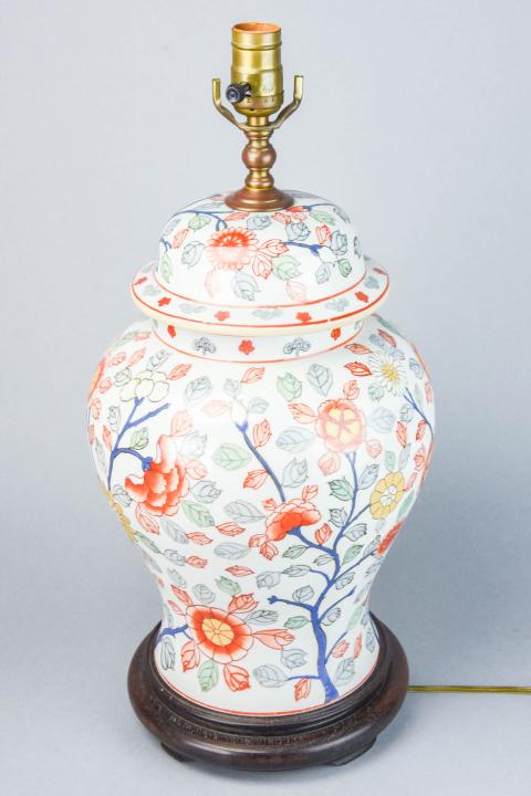 Chinoisserie Porcelain Temple Jar Converted Lamp (1 of 8)